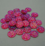Druzy Resin Cabochons, Flat Round, Sparkly Glitter