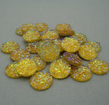 Druzy Resin Cabochons, Flat Round, Sparkly Glitter