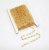 15ft Spool-Light Gold Plated Over Brass Mother-Son Flat Chain.