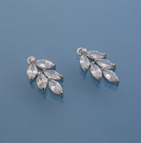 Rhodium Plated over Brass Branch Leaf Clear Cubic Zirconia Pendant Charm(2)