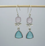 Mint Framed Glass Silver Plated Orchid Earrings.
