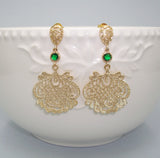 Gold Filigree Chandelier Earrings
