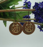 Earrings Gold  Filigree with Cubic Zirconia on Ox Copper Round Dangle Earrings.