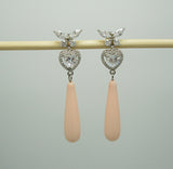 Earrings Peach Shell Pear Teardrop with Cubic Zirconia  Dangle Earrings.