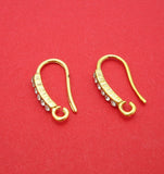 6 Crystals Cubic Zirconia Silver Hook Earring Findings Wedding Earrings