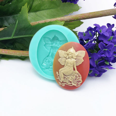 Silicone Mold  Fairy and Clematis Flower for Crafts, Jewelry, Resin,  Polymer Clay.