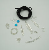 Jewelry Kit Choker with Silver Feathers and Birds