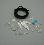 Jewelry Kit Choker with Silver Feathers and Birds