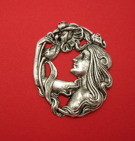 Lady Nymph With Flower Brass Stamping Embellishment Jewelry Findings