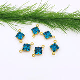 Crystal Rhinestone Raw Brass Connector Link (6pcs).