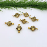 Crystal Rhinestone Raw Brass Connector Link (6pcs).