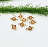 Crystal Rhinestone Raw Brass Connector Link (6pcs).