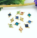 Crystal Rhinestone Raw Brass Connector Link (6pcs).
