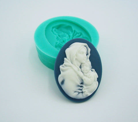 Silicone Mold Cameo Madonna Flexible for Crafts, Resin, Clay.