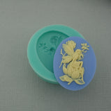 Silicone Mold Fairy Sitting on Magnolia Flexible for Crafts, Jewelry, Resin, Polymer Clay.