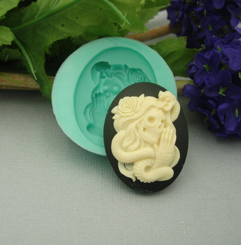 Silicone Mold   Skeleton Snake Cameo  Flexible  for Crafts, Resin,  Clay.