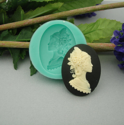 Silicone Mold   Tattoo Princess Cameo  Flexible  for Crafts, Resin,  Clay.