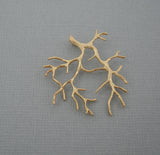 Coral Branch Pendant Brass Tree Leaf Jewelry Making 2 pcs.
