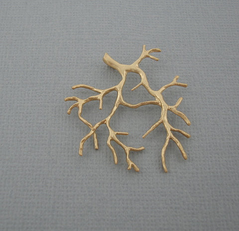 Coral Branch Pendant Brass Tree Leaf Jewelry Making 2 pcs.