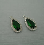 Teardrop Cubic Zirconia CZ Rhodium Plated Pendant Charm Findings Jewelry Supply. - FINDINGS STOP