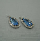 Teardrop Cubic Zirconia CZ Rhodium Plated Pendant Charm Findings Jewelry Supply. - FINDINGS STOP