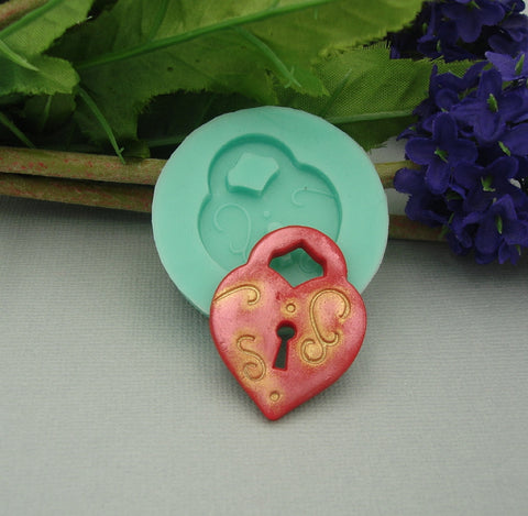 Silicone Mold Heart Lockfor Crafts, Jewelry, Resin,  Polymer Clay.