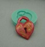 Silicone Mold Heart Lockfor Crafts, Jewelry, Resin,  Polymer Clay.