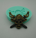 Pirate Skull Silicon Mold Flexible  for Crafts, Resin, Polymer Clay.
