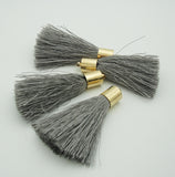 Silk Tassels Light Gold Plated Brass Bail Top