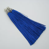 Silk Tassels Rhodium Plated Brass Bail Top with Beads