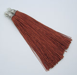Silk Tassels Rhodium Plated Brass Bail Top with Beads