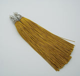 Silk Tassels Rhodium Plated Brass Bail Top with Beads