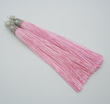 Silk Tassels Rhodium Plated Brass Bail Top with Beads