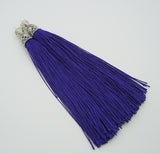 Silk Tassels Rhodium Plated Brass Bail Top with Beads