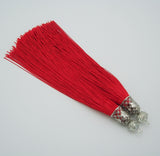 Silk Tassels Rhodium Plated Brass Bail Top with Beads