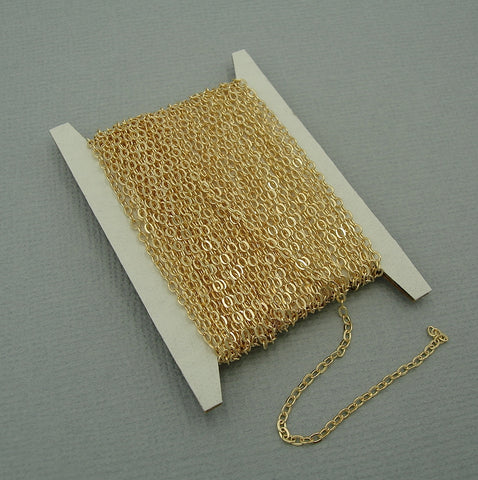 Tiny Flat Oval Brass Cross Cable Chain