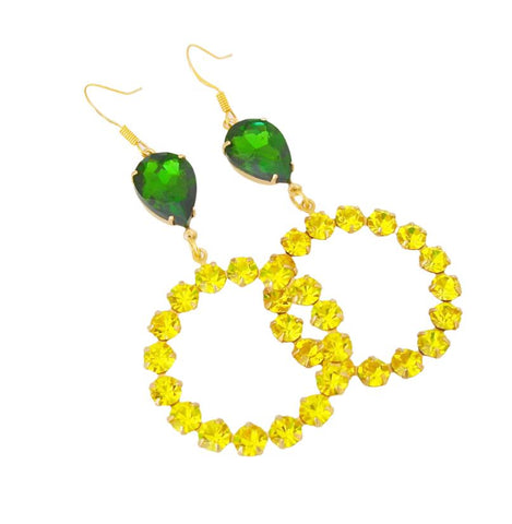 vintage-citrine-green-rhinestone-handmade-earrings