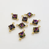 Vitrail Crystal Rhinestone Raw Brass Connector Link (6pcs).