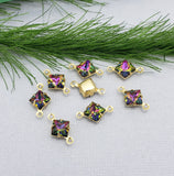 Vitrail Crystal Rhinestone Raw Brass Connector Link (6pcs).